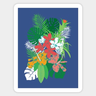 Tropical Flowers Palm Leaves Sticker